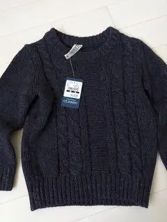 新品未使用　ELFINDOLE ケーブル編みニットセーター 95cm ネイビー