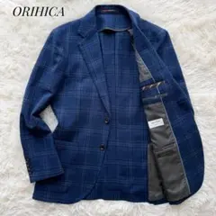 ORIHICA オリヒカ テーラードジャケット グレンチェック ブルー 日本製S