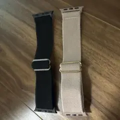 Apple Watch用ナイロンゴムバンド 黒・ブラウンベージュ2本セット