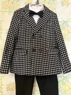 キッズフォーマル 140 千鳥格子スーツ 蝶ネクタイ 男の子 卒業入学式 発表会