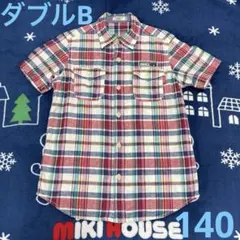 ミキハウス DOUBLE B チェック柄 半袖シャツ 140