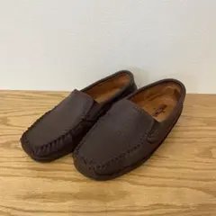 ブラウン レザー モカシン スリッポン