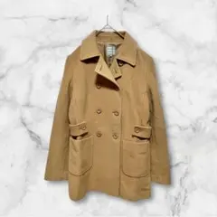 【コムサ】ピーコート ダブルブレスト　ジャケット　ベージュ　オシャレ　ベルト付き