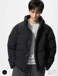 美品 UNIQLO シームレスダウンジャケット ユニクロ 黒 ブラック XL