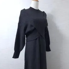 ナチュラルクチュール クロスニット ノースリーブ ワンピース セット 送