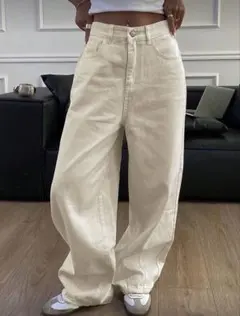 バレルレッグデニム　アプリコット