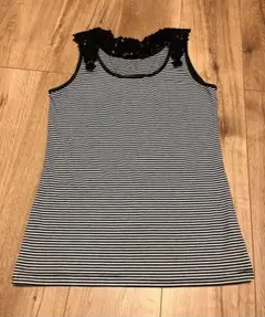 レース付きストライプタンクトップ