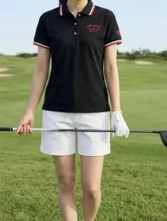 【美品】23区GOLF レディース 半袖ポロシャツ ブラック 1 ゴルフウェアのサムネイル