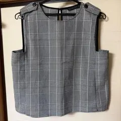 美品★ZARA BASIC グレンチェック柄 ノースリーブベスト トップス Mのサムネイル