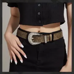 Y2Kカウボーイ風 ベルト黒ストリート古着メンズ