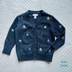 Ralph Lauren 刺繍 カーディガン 2T ネイビー 24M