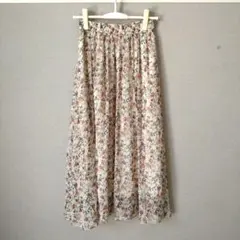 【美品】INGNI イング 花柄 フレアロングスカート シフォン ウエストゴムのサムネイル