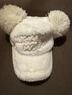 ディズニー耳付きホワイトフリースキャップ
