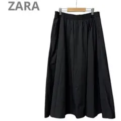 ZARA ザラ レディース ミディ丈 タフタスカート ウエストゴム ブラック