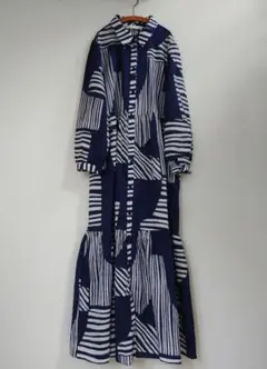ザラ※ZARA コットン 長袖 ロング ティアード シャツ ワンピース S