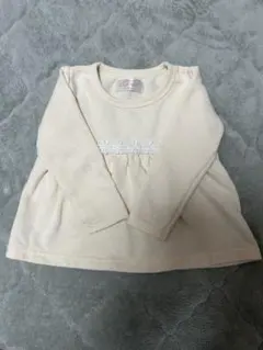 ベージュ フラワー刺繍 長袖トレーナー 95cm