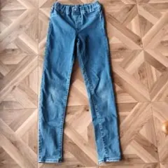 GUライトブルースキニーデニムパンツ 150cm