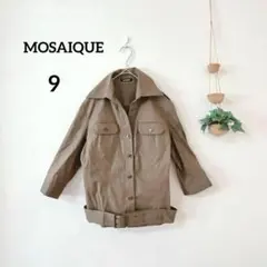 MOSAIQUEミリタリージャケット ベルト付オリーブブラウン スタイリッシュ