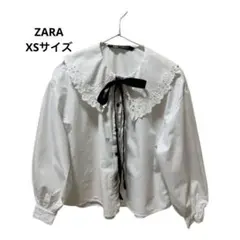 美品 ZARA ホワイト レース襟 長袖シャツ