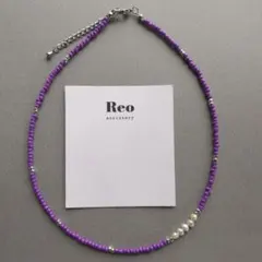 №2122小粒淡水パール パープルカラービーズネックレス