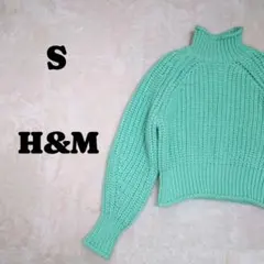 エイチ&エム　タートルネックセーター　クロップド丈　ミントグリーン 　S