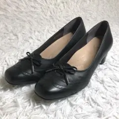 ★ing★イング トラッド リボン パンプス 【23cm】 2E 本革 黒 美品のサムネイル