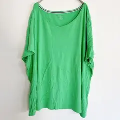 Talbots グリーン VネックTシャツ 薄手 体型カバー　タルボット 原色