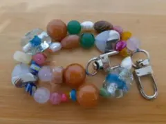 スマホストラップ　ビーズ　天然石　パール