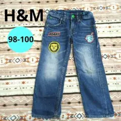 H&M　エイチアンドエム　デニム　ジーパン　ワッペン　98 100 ライオン