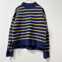 UNIQLO コントワーデコトニエ　ラムクルーネックセーターストライプニット　L