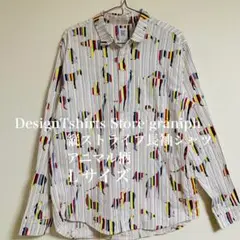 【美品】グラニフ ストライプ長袖シャツ アニマル柄 Lサイズ