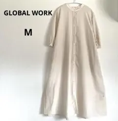 GLOBAL WORK シャツワンピース 七分袖 ロングシャツワンピース　M