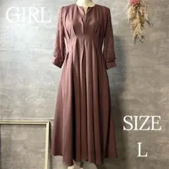 新品　GIRL レーススリーブXラインキーネックロングワンピース　大きいサイズ