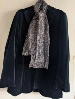 yoshie inaba ロングスカーフレオパード柄 メタリック光沢 プリーツ風