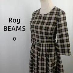 Ray BEAMS　チェック柄ワンピース　七分袖　0　マルチカラーのサムネイル