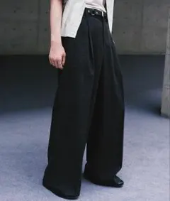 WYM BREEZE TWEED DEEP TUCK BAGGY SLACKS