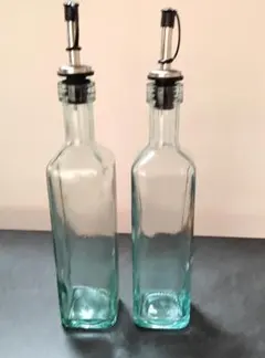 ガラス瓶 角型ボトル 2本セット キャップ付き