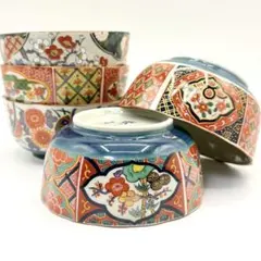 有田焼　雅窯　絵変わり　小鉢　5客セット　染錦　金彩　赤絵　古伊万里意匠