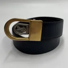 良品✨セリーヌ 馬車金具 レザー ベルト ブラック ゴールド ヴィンテージのサムネイル