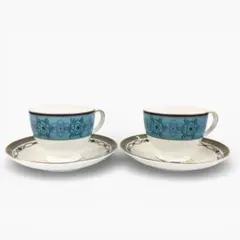 美品 ウェッジウッド ターコイズジュエル カップ＆ソーサー 2客セット
