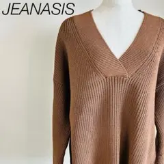 ジーナシス Ｖネックセーター　ニット オーバーサイズ ブラウン ゆったり フリー