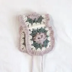 手編み フリル付き薔薇ヘッドドレス ボンネット バブーシュカ ピンクパープル