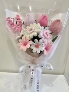 モールフラワー　桃色ブーケ　枯れないお花　ハンドメイド