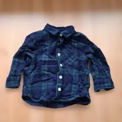 MUJI チェック柄シャツ 80サイズ ネイビー・グリーン