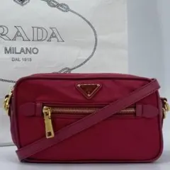 プラダ テスートナイロン ショルダーバッグ ポシェット ゴールド金具 レザー