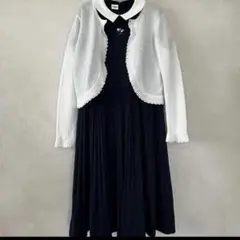 familiar 150 ネイビー プリーツワンピース　カーディガン　セット