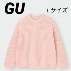 GU　パフィータッチローゲージクルーネックセーター　Mサイズ　PINK