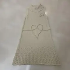 《美品》motherways クリーム色 パール　ラメ入りワンピース　130㎝