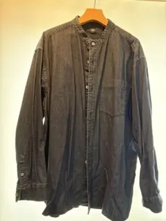 UNIQLO デニムオーバーサイズスタンドカラーシャツ XL 紺 バンドカラー