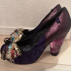 #14 北川景子着用 Irregular Choice 紫ラメ 装飾パンプス ヒのサムネイル
